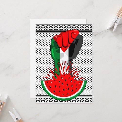 Palestine resistance fist on Watermelon Symbol of  Invitation