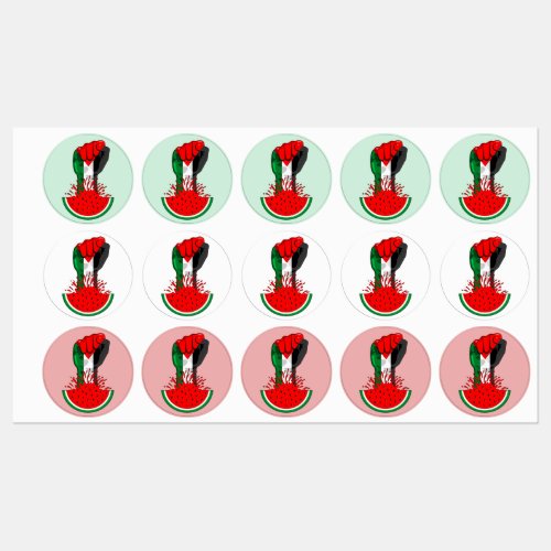 Palestine resistance fist on Watermelon Symbol of  Labels