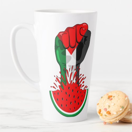 Palestine resistance fist on Watermelon Symbol of  Latte Mug