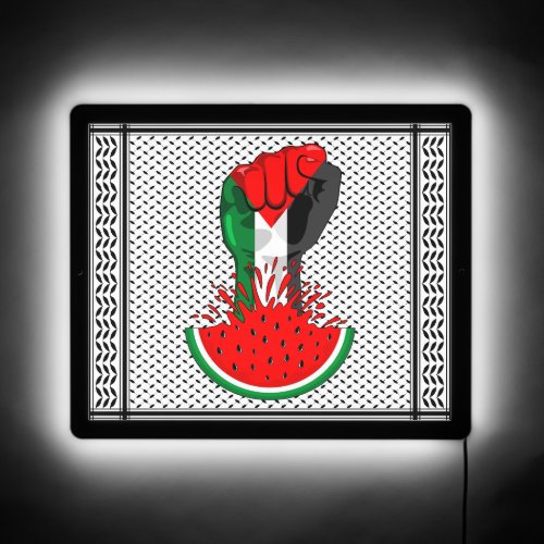 Palestine resistance fist on Watermelon Symbol of  LED Sign