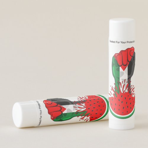 Palestine resistance fist on Watermelon Symbol of  Lip Balm