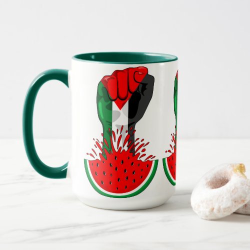 Palestine resistance fist on Watermelon Symbol of  Mug