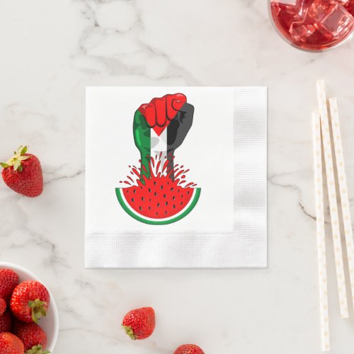 Palestine resistance fist on Watermelon Symbol of  Napkins