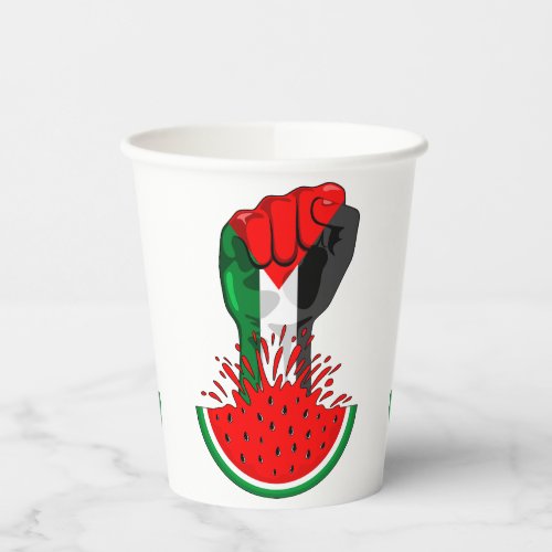 Palestine resistance fist on Watermelon Symbol of  Paper Cups