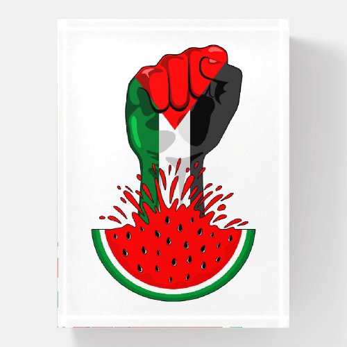 Palestine resistance fist on Watermelon Symbol of  Paperweight