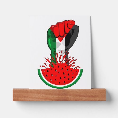 Palestine resistance fist on Watermelon Symbol of  Picture Ledge