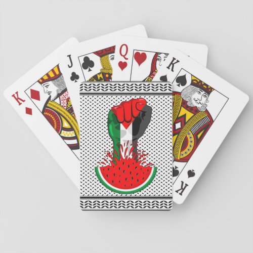 Palestine resistance fist on Watermelon Symbol of  Poker Cards