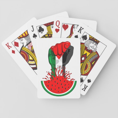 Palestine resistance fist on Watermelon Symbol of  Poker Cards