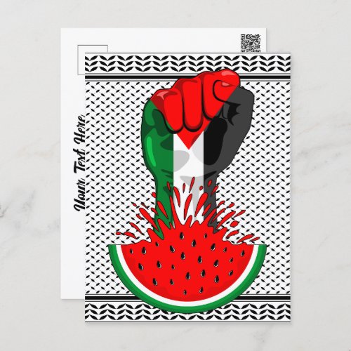 Palestine resistance fist on Watermelon Symbol of  Postcard