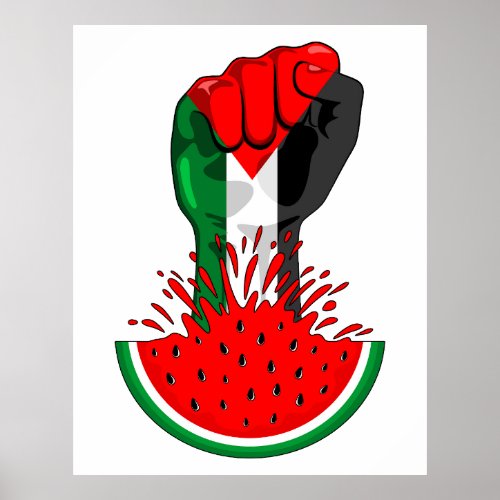 Palestine resistance fist on Watermelon Symbol of  Poster