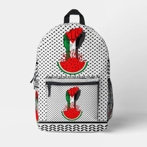 Palestine resistance fist on Watermelon Symbol of  Printed Backpack