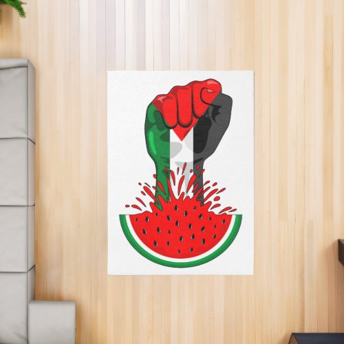 Palestine resistance fist on Watermelon Symbol of  Rug