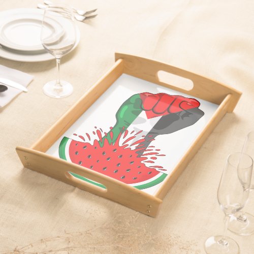 Palestine resistance fist on Watermelon Symbol of  Serving Tray