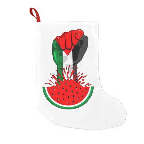 Palestine resistance fist on Watermelon Symbol of  Small Christmas Stocking