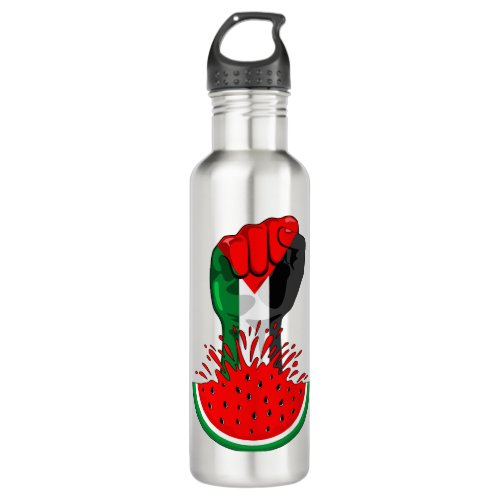 Palestine resistance fist on Watermelon Symbol of  Stainless Steel Water Bottle