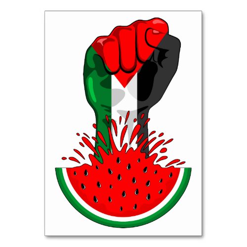 Palestine resistance fist on Watermelon Symbol of  Table Number