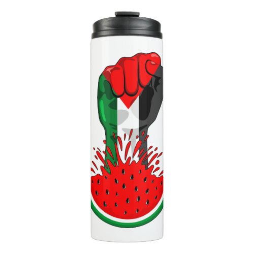 Palestine resistance fist on Watermelon Symbol of  Thermal Tumbler