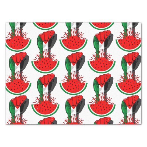 Palestine resistance fist on Watermelon Symbol of  Tissue Paper