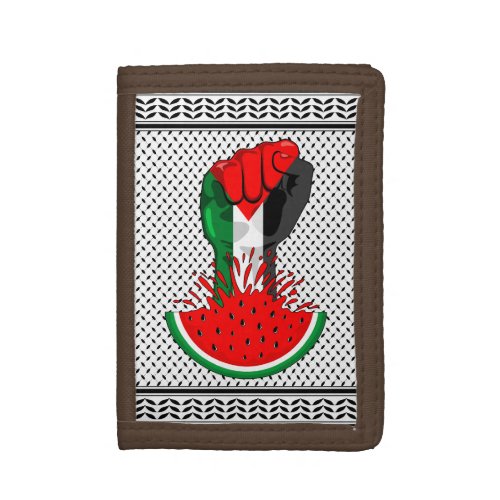 Palestine resistance fist on Watermelon Symbol of  Trifold Wallet