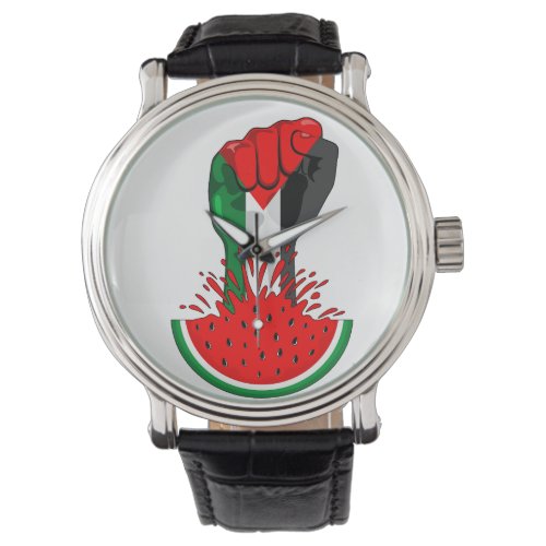 Palestine resistance fist on Watermelon Symbol of  Watch