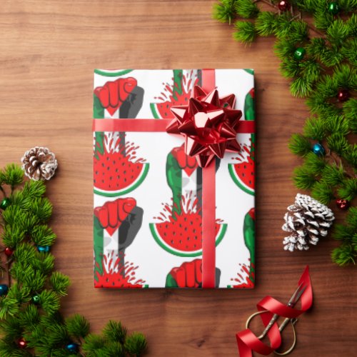Palestine resistance fist on Watermelon Symbol of  Wrapping Paper