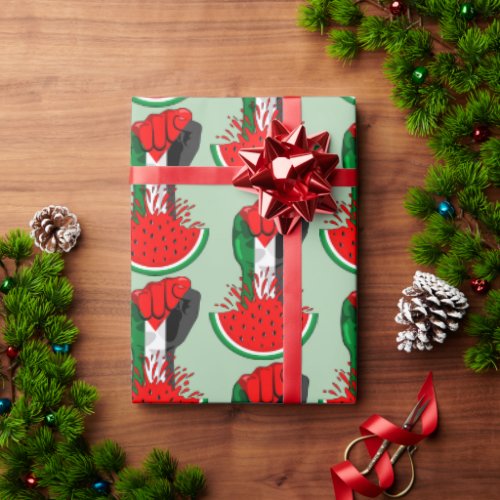 Palestine resistance fist on Watermelon Symbol of  Wrapping Paper