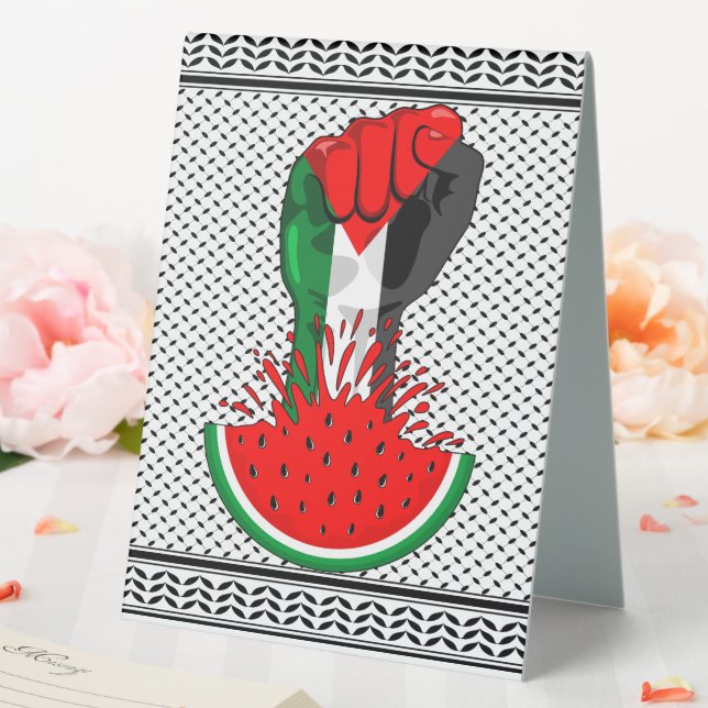 Palestine resistance fist on Watermelon Table Tent (In SItu (Wedding))