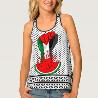 Palestine resistance fist on Watermelon Tank Top
