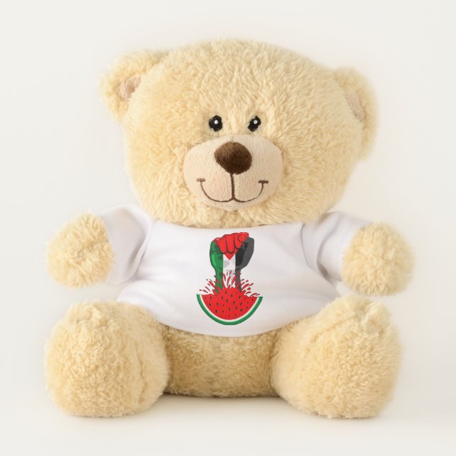 Palestine resistance fist on Watermelon Teddy Bear (Front)