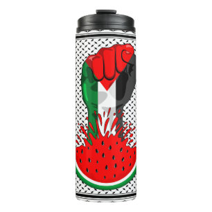 Palestine resistance fist on Watermelon Thermal Tumbler