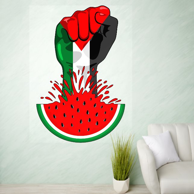 Palestine resistance fist on Watermelon Wall Decal (Living Room)