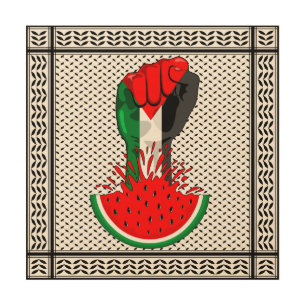 Palestine resistance fist on Watermelon Wood Wall Art