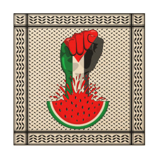 Palestine resistance fist on Watermelon Wood Wall Art
