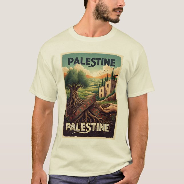 Palestine Roots – Olive Tree Heritage T-Shirt (Front)