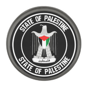 Palestine Round Emblem Gunmetal Finish Lapel Pin