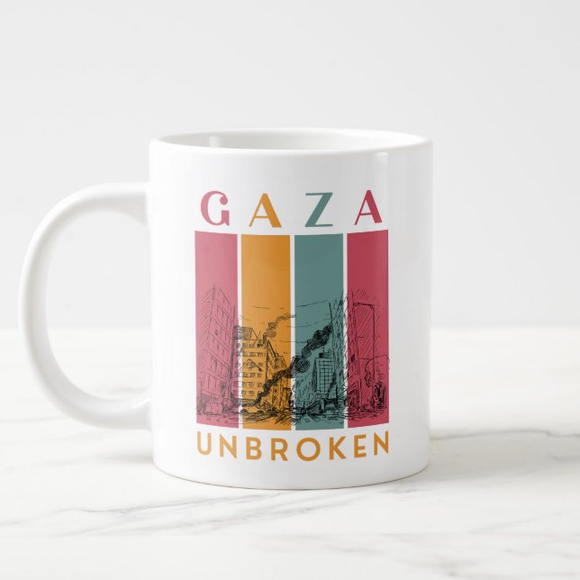 Palestine Solidarity Jumbo Mug – Gaza Unbroken (Left)