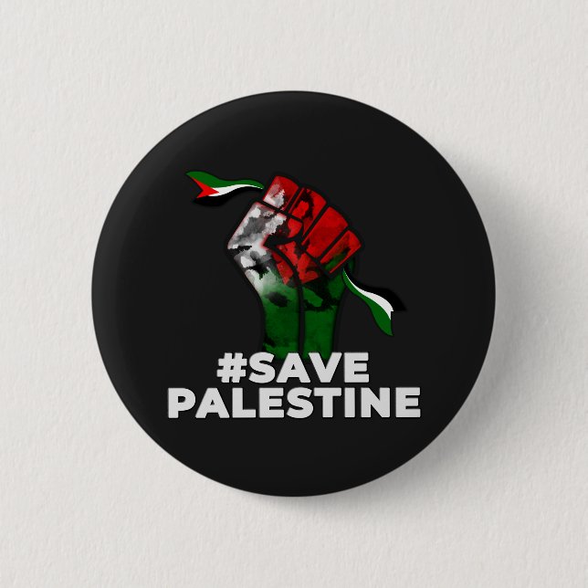palestine T-shirt, save palestine Button (Front)