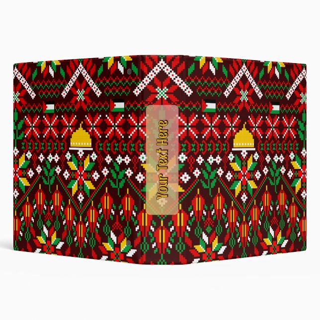 Palestine Tatreez Traditional Embrodery 3 Ring Binder (Background)