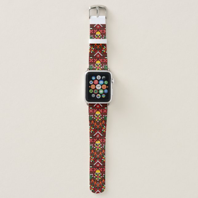 Palestine Tatreez Traditional Embrodery Apple Watch Band (Front)