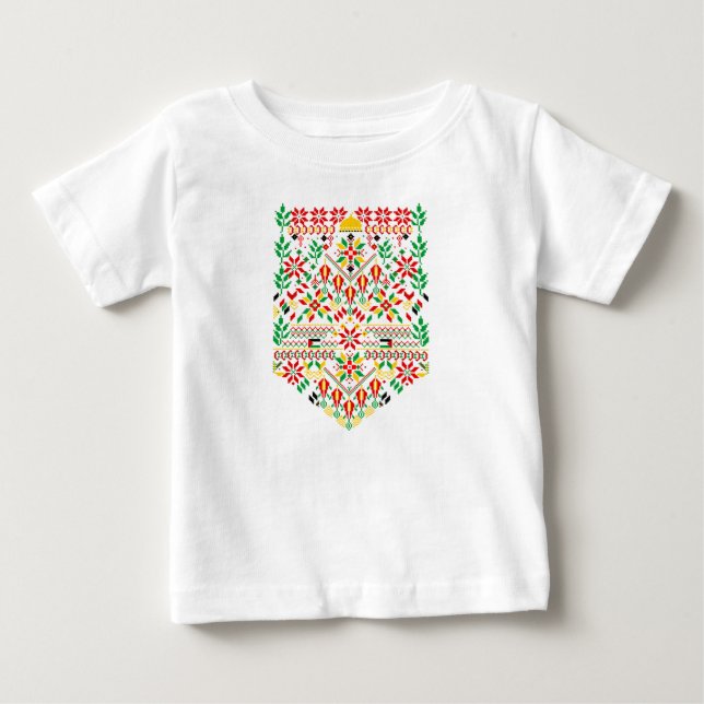 Palestine Tatreez Traditional Embrodery Baby T-Shirt (Front)