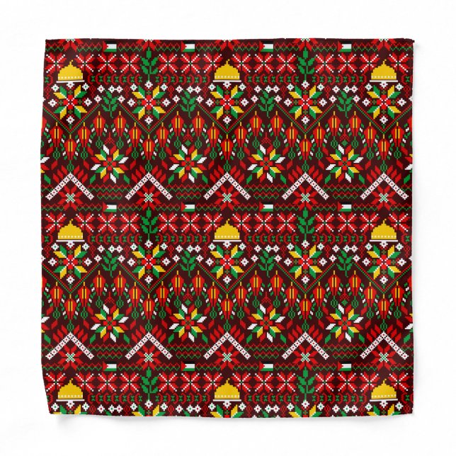 Palestine Tatreez Traditional Embrodery Bandana (Front)