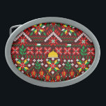 Palestine Tatreez Traditional Embrodery Belt Buckle<br><div class="desc">Tatreez is a form of traditional Palestinian embroidery. Tatreez, meaning "embroidery" in Arabic, is used to refer to the traditional style of embroidery practiced in Palestine and Palestinian diaspora communities. The contemporary form of tatreez is often dated back to the 19th century. The style of cross-stitch embroidery called fallaḥi has...</div>