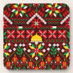 Palestine Tatreez Traditional Embrodery Beverage Coaster