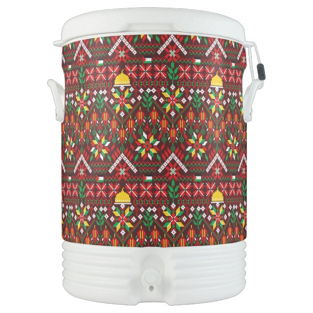 Palestine Tatreez Traditional Embrodery Beverage Cooler (Front)