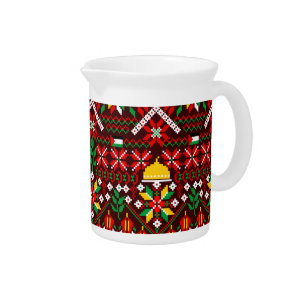 Palestine Tatreez Traditional Embrodery Beverage Pitcher