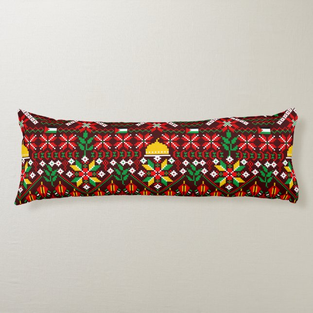 Palestine Tatreez Traditional Embrodery Body Pillow (Front)