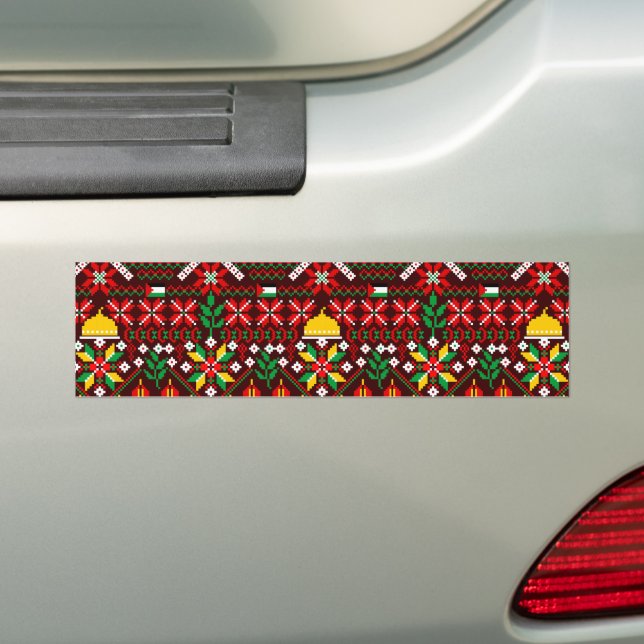 Palestine Tatreez Traditional Embrodery Bumper Sticker (On Car)
