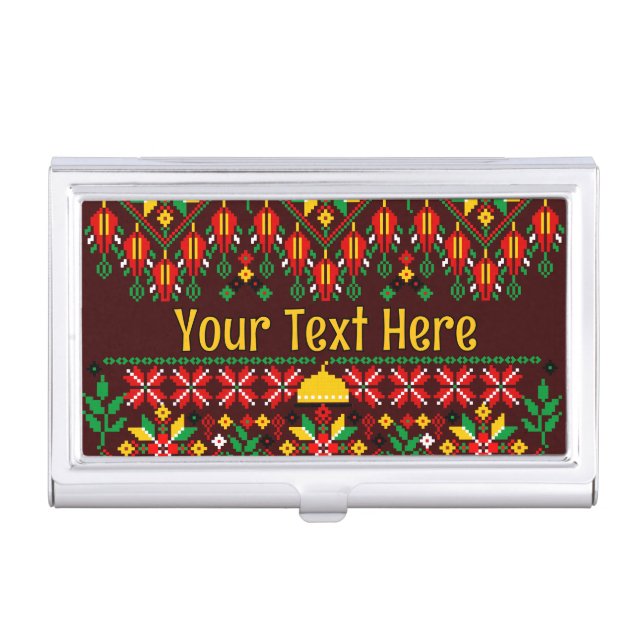 Palestine Tatreez Traditional Embrodery Business Card Case (Front)
