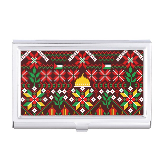 Palestine Tatreez Traditional Embrodery Business Card Case (Front)