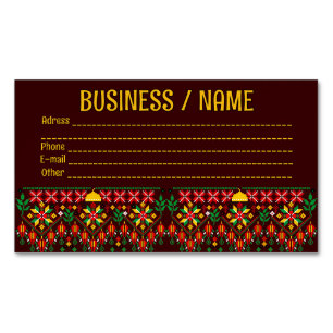 Palestine Tatreez Traditional Embrodery Business Card Magnet